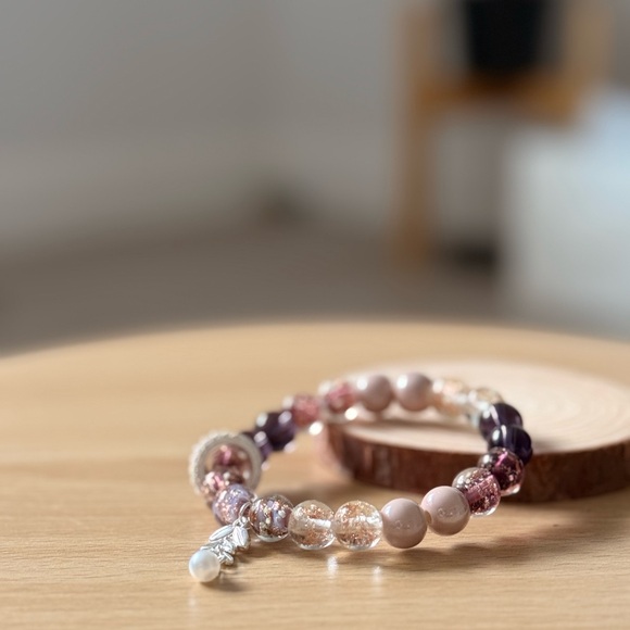 Handmade Beaded Stretch Bracelet with Tassel Charm - Picture 3 of 4